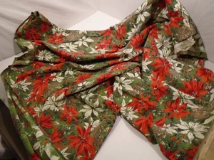 Christmas Holiday Fabric / Table Cloth /CoverPoinsettia rectangle  52” X 180” - Picture 1 of 4