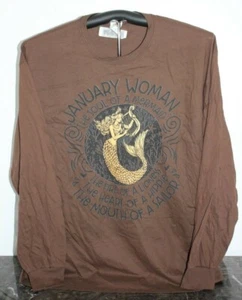 JANUARY WOMAN- Soul of a Mermaid...Mouth of a Sailor- T-Shirt  2XL  Brown - Picture 1 of 5