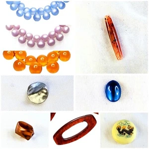 Vintage Lucite Button Beads, Beads, Links, Cabochon 7-42mm 6-25ct - Picture 1 of 21