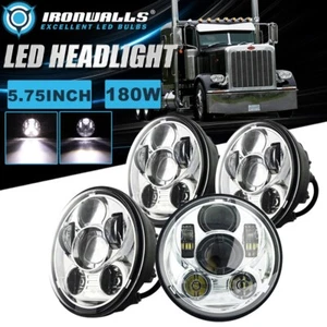 4Pcs 5.75" Chrome LED Headlights Hi/Lo Beam Lamp for  Peterbilt 349 359 Truck - Picture 1 of 12