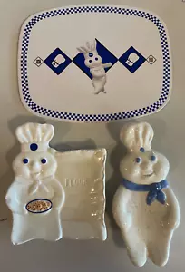 Lot of 3 Pillsbury Doughboy Vintage Collectables 2 Spoon Rests + 1 Tin Trivet - Picture 1 of 14
