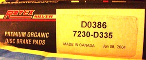 Juego de pastillas de freno de disco trasero, orgánico - Rotex D0386 - Imagen 1 de 1