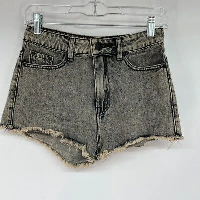 Pantalones Cortos Urban Outfitters BDG Dree Tiro Alto Cheeky Mujer 26 Negro Lavado Ácido Foto 1 de 4