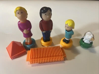 Battat Bristle Blocks Family Man Woman Boy Girl Sheep Characters People Set of 6 - Image 1 of 4