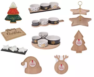 Cerámica Bambú & Pizarra Navidad Tema Pequeño Bandejas Servir - Snack Plato - Imagen 1 de 19