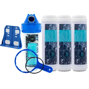 VQ® Filter Gehäuse 10 ZOLL 1/2"IG Hauswasser Brunnen Pumpe Pool + 3x Kalkfilter - Bild 1 von 11