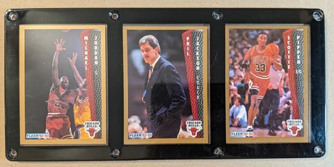 CHICAGO BULLS 3 CARD PLAQUE MICHAEL JORDAN PHIL JACKSON SCOTTIE PIPPEN Cover