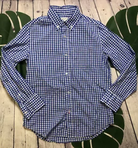 CREWCUTS Shirt Long Sleeve Kids blue gingham Boys' Sz 12 - Picture 1 of 4