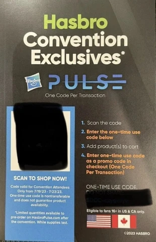 2023 SDCC Hasbro Exclusives QR Code and Code Only Cover