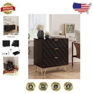 Durable Black Diamond 3-Drawer Chest with Gold Accents - Multipurpose Organizer - Picture 1 of 11