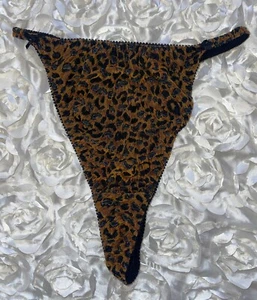 Vtg Animal Printer V-String Thong Panties SZ L ? - Imagen 1 de 4