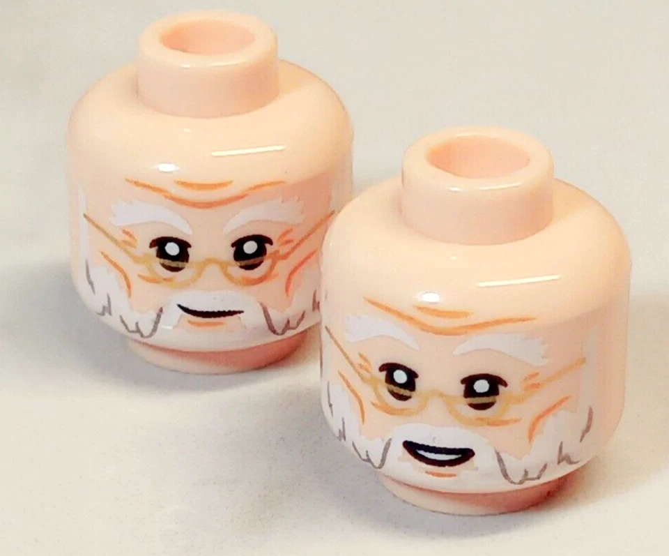New LEGO Santa Head Old Man Glasses White Beard Eyebrows Two Faces Holiday Dude - Image 1 of 1