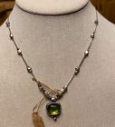 Vintage Green Crystal Stamped .925 Silpada Desians Size 16 In Classic Necklace