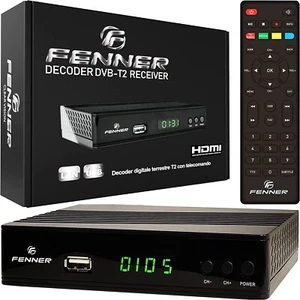 Decoder Fenner DVB-T2 HD1080p,Digitale terrestre HDMI,Decoder USB,SCART,ETHERNET - Foto 1 di 8