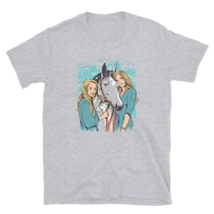 Horse Riding Beautiful Girls T-Shirt - Picture 1 of 3