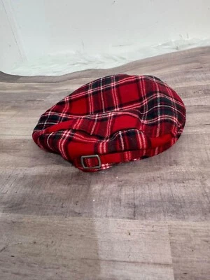 Janie and Jack Plaid Newsboy Red Christmas Holiday Hat Cap SZ 2T-3 - Image 1 of 3