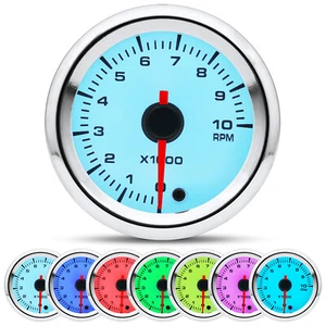 2"52mm 7 Colors LED Car Tachometer Gauge 10000RPM Tacho Meter for 4 6 8 Cylinder - Picture 1 of 19