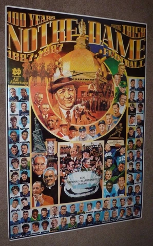 Good Condition 1987 100 Years NOTRE DAME FOOTBALL POSTER FIGHTING IRISH 29yrsold Cover
