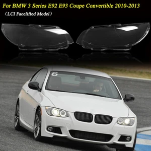 For BMW E92 E93 LCI 2010-2013 Pair Headlight Headlamp Cover Clear Lens Lampshade - Picture 1 of 9
