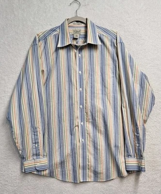 LL Bean Striped Shirt Mens Large Wrinkle Free Traditional Fit Hipster Casual  - Image 1 of 4