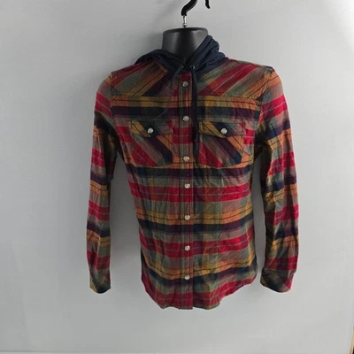Legendary Whitetails Plaid Flannel Shirt w/ Hood – Size Small mens 6606 - Image 1 of 4