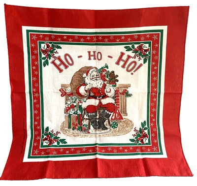 Bandana Santa Ho-Ho-Ho! Pañuelo Hecho en EE. UU. 50 Algodón/50 Poli 21.5" Cuadrado Foto 1 de 4