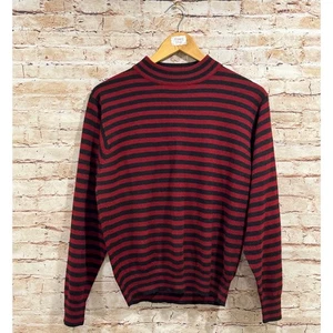 Sag Harbor Women's Burgundy Black Striped Long Sleeve Sweater Size Small S - Picture 1 of 7