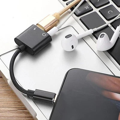 AUX Audio Headphone Splitter Cable USB-C Charging Adapter 2024 Jack Type-C F1G1 - Image 1 of 4