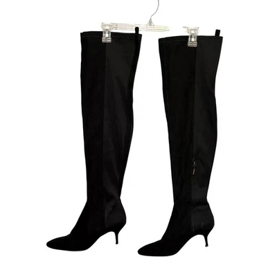 Bershka Boots Women's Size 39 US 8.5 Over-The-Knee Black Heeled Boots Faux Suede - Image 1 of 4