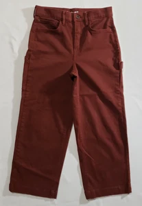 Eddie Bauer Hose Damen 8 braun weites Bein Crop leicht kurvig hoher Bund Freizeit - Bild 1 von 8