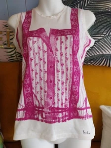 Paul Smith Women's Sleeveless T-shirt Top With Cerise Camisole Print Size Medium - Picture 1 of 7