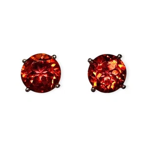 Vintage Dark Orange Tourmaline Gem Stone 925 Sterling Silver Stud Earrings 2g - Picture 1 of 6