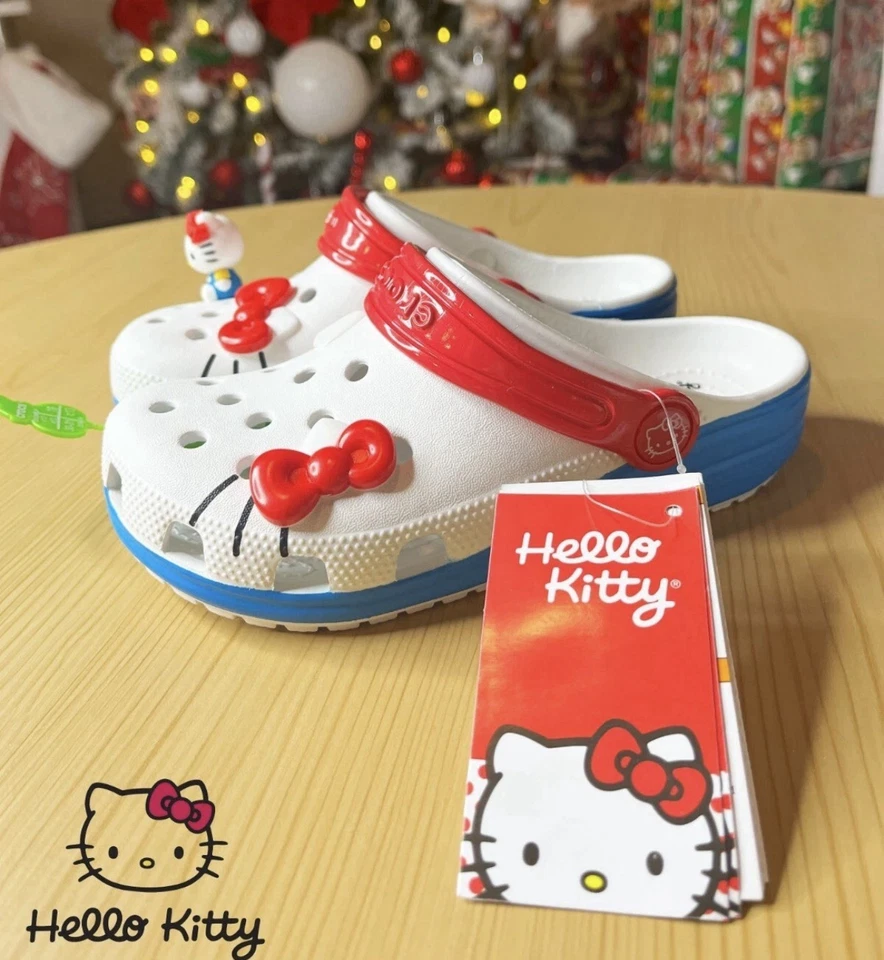 Crocs x Hello Kitty Red Classic Clogs C-13 Sandals Made in Vietnam 209454