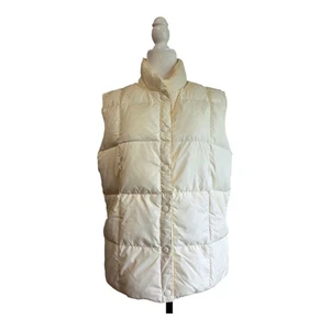 Chaleco acolchado Lands End Puffer para mujer S crema plumón de ganso cálido invierno - Imagen 1 de 7