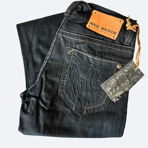 Mek Denim Voyage Collection Herrenjeans 31 x 32 Baumwolle dunkelblau gerades Bein neu mit Etikett - Bild 1 von 13