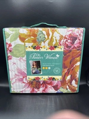 Capa de edredom The Pioneer Woman linda buquê completa/rainha nova com etiquetas - Imagem 1 de 4