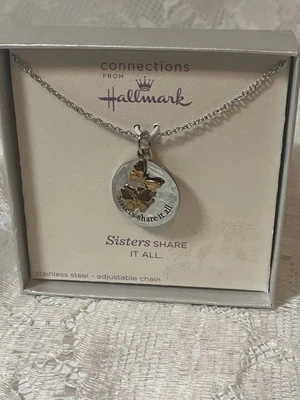 Connections from Hallmark Stainless Steel- Sisters Share It All 18" Adj Necklace - Image 1 of 4