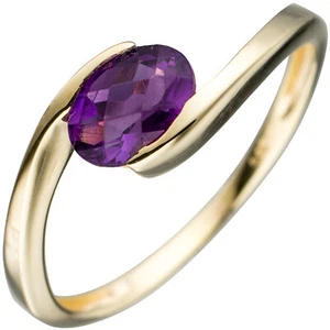 JOBO Damen Ring 333 Gold Gelbgold 1 Amethyst lila violett Goldring RW: 52 - Picture 1 of 1