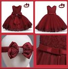 New girls red lace embroidered Party dress & headband set 18 months Formal Flare