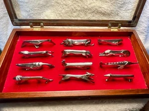 Art Deco Gallia Christofle Messerbänkchen 12er Set Tiere von Sandoz selten komplett - Bild 1 von 23