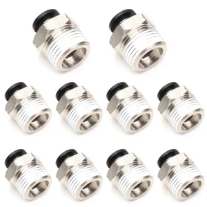 (Qty 10) OD 3/8" Tube x 1/2" NPT Pneumatic Fitting, Push To Connect Air Fitting - Picture 1 of 7