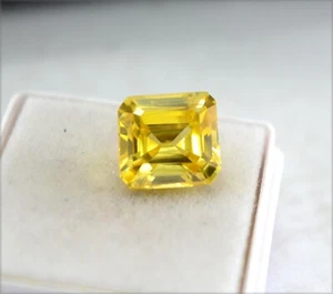 8.65 Ct Certified Rare Natural Brazilian Yellow Sapphire A+ Loose Gemstone Y335 - Picture 1 of 4