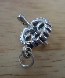 Sterling Silver 3D 15x15mm Exercise Abdominal Wheel Roller Charm - Picture 1 of 2