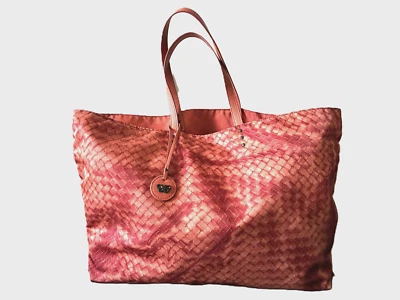 Bolsa de mão Bottega Veneta Inrecciato Illusion náilon laranja - Imagem 1 de 4