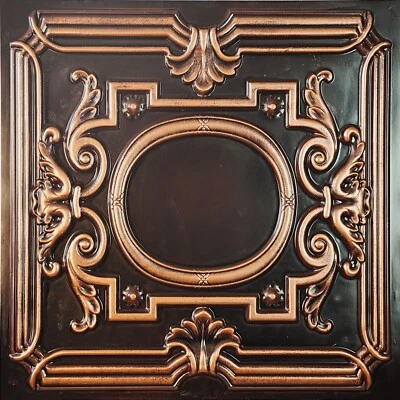 Azulejo de techo de PVC 2'x2' pared panel 3D decoración PL15 cobre tradicional DECORACIÓN DE PINTURA Foto 1 de 4