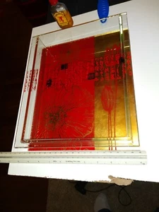 ORIENTAL/ASIAN glass square decoration VASE, SEE PICS, FREE SHIP - Picture 1 of 4