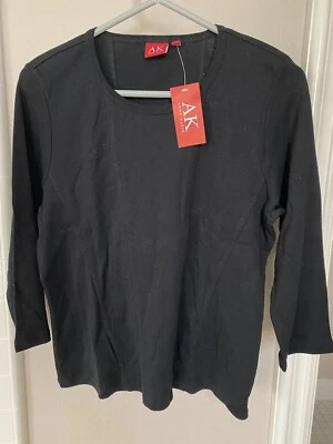 Anne Klein Women’s Large 100% Cotton Long Sleeve Round Neck Pullover Top - New - Image 1 of 4