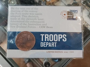Australia 2014 Troops Depart Centenary WWI Medallion Cover - Picture 1 of 12