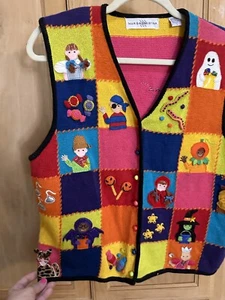 Women's Vintage Halloween Sweater Vest Medium Trick Or Treat - Picture 1 of 6