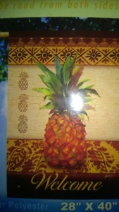 New Fall Yard Flags Pineapple Welcome 28" x 40" Breeze Art Solar Silk Polyester - Picture 1 of 1